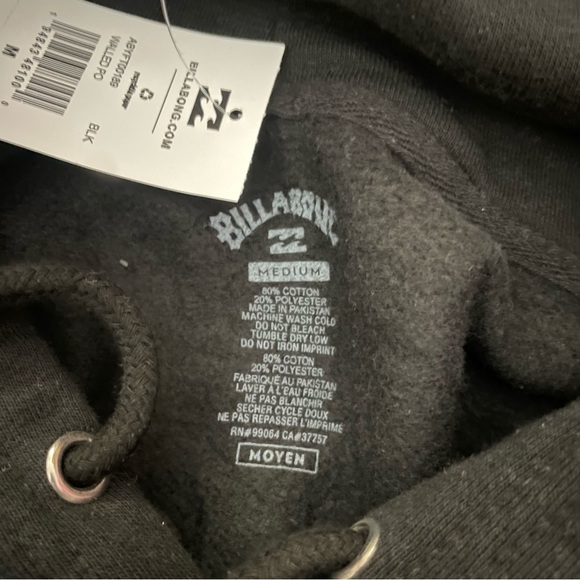 NWT BILLABONG WALLED BLACK HOODIE SZ MEDIUM M - Picture 5 of 5